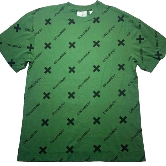 COLLUSION Logo Unisex t-shirt green and black - Picture 1 of 7